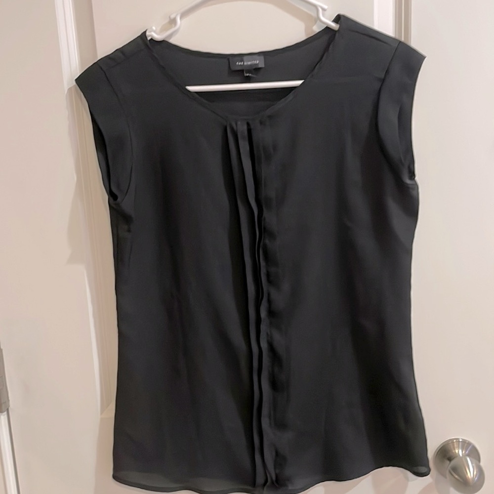 The Limited Black Semi Sheer capped sleeve shirt